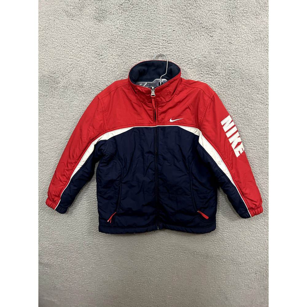 Vintage Nike Jacket Youth Boys Medium Red White Blue Reversible Full Zip Outdoor